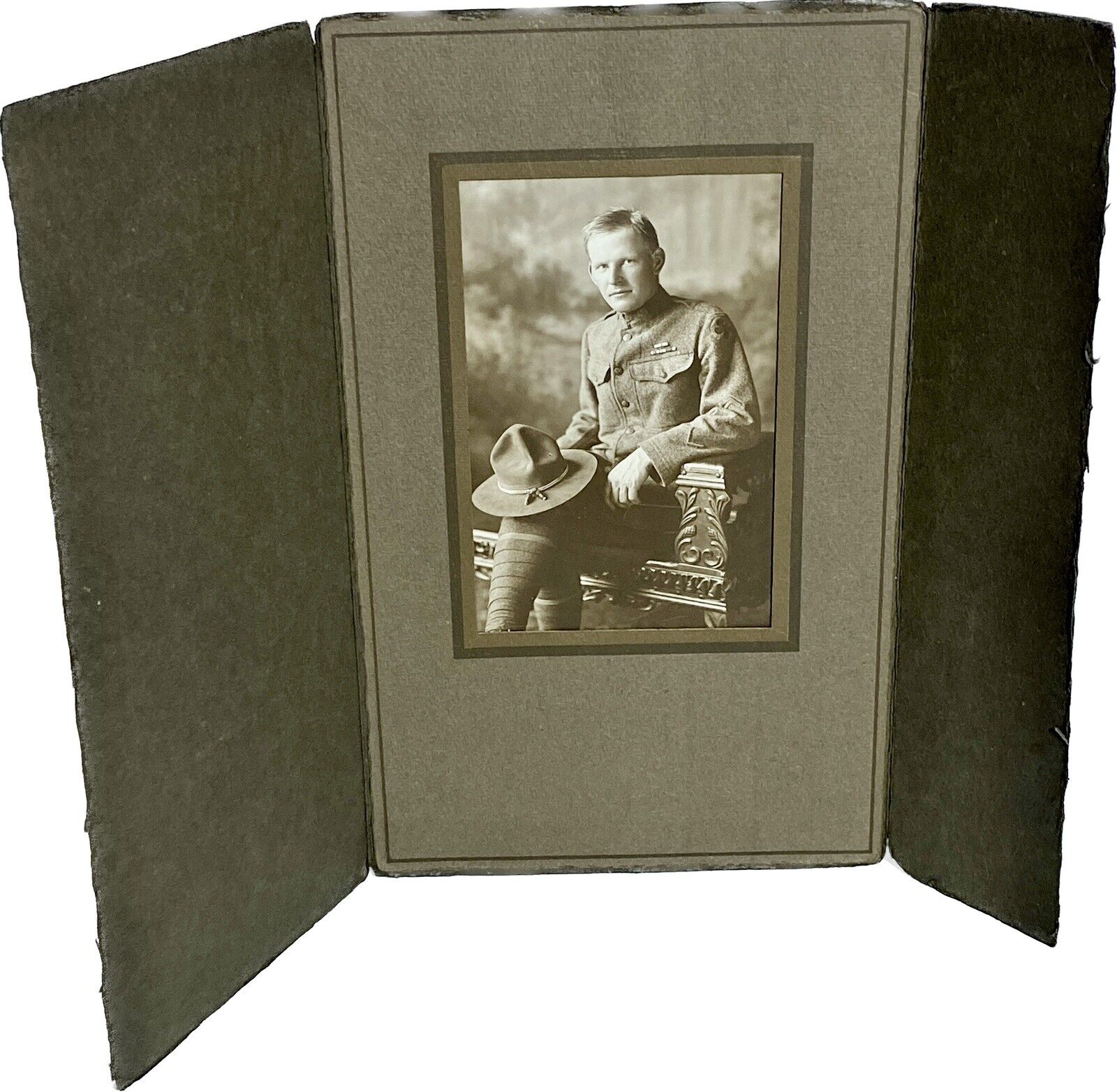 Vintage WW1 Era US Army Medic U.S. Soldier Studio PORTRAIT PHOTOGRAPH Mounted.