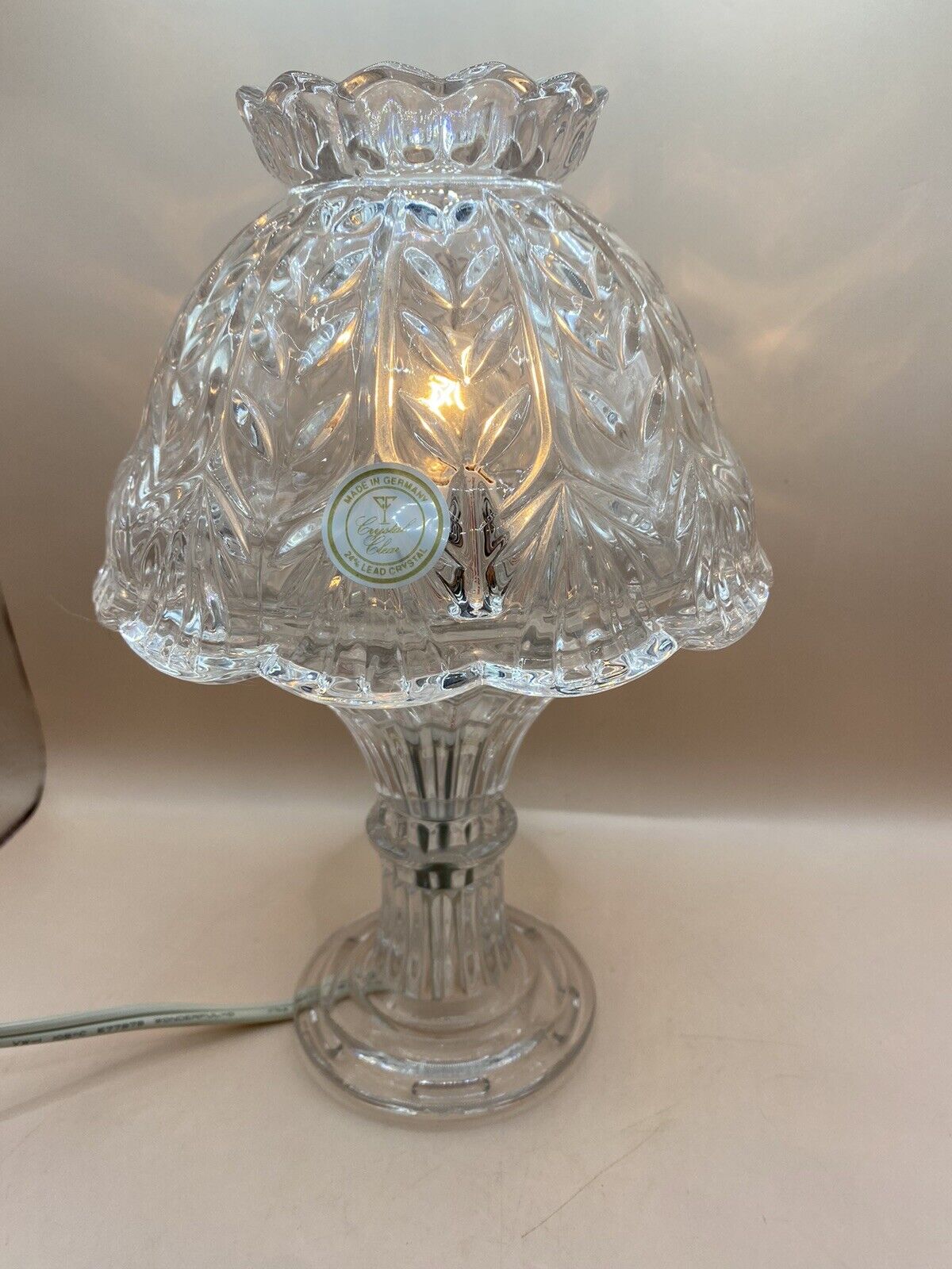 Vintage Lead Crystal Boudoir Table Lamp Heavy Cut Glass Vanity Night Stand Clear