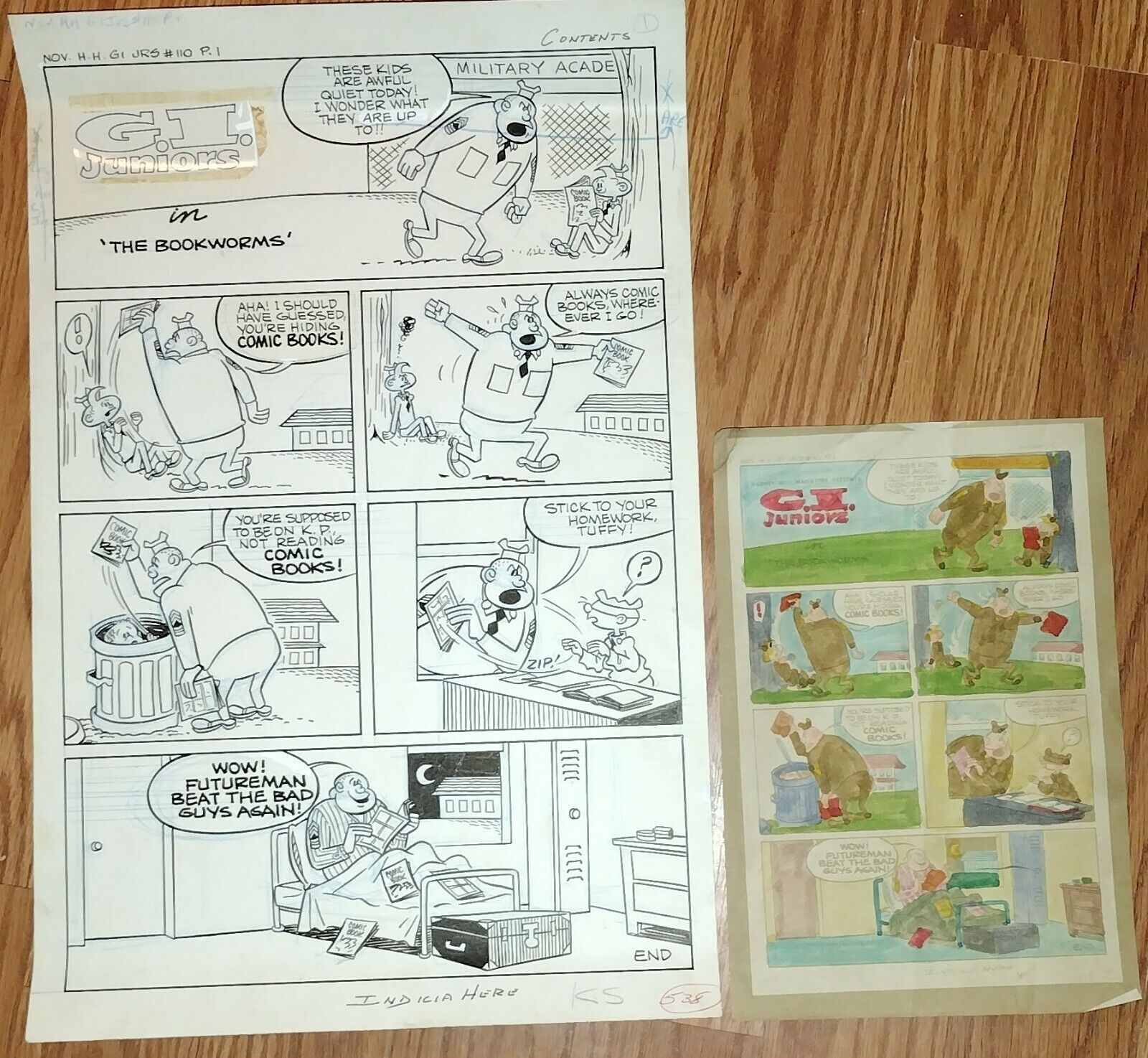 Vintage 1966 GI JUNIORS Comics Original Art & Color Guide #110 p1. MUST SEE