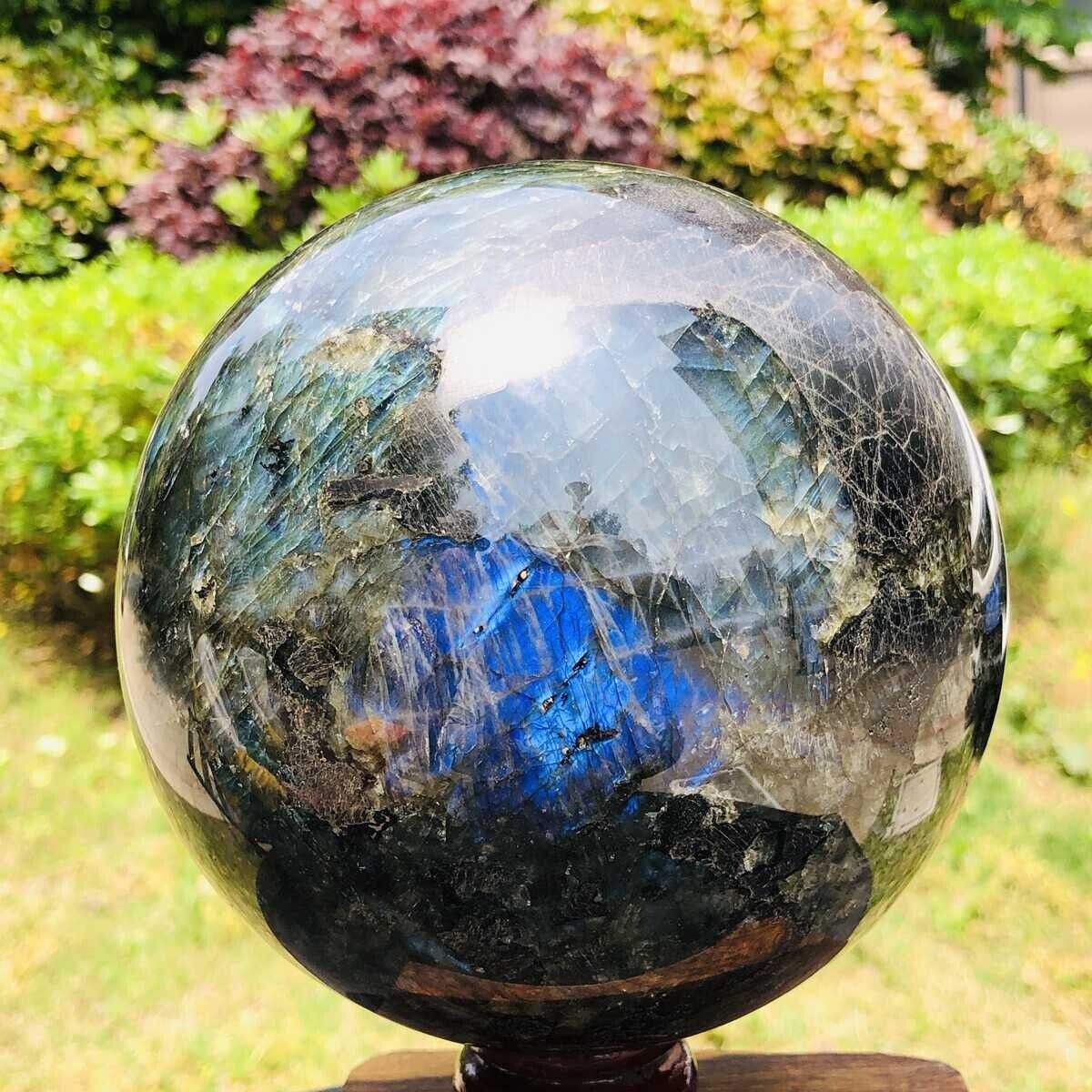 9.43LB Natural gorgeous Labrador ball quartz crystal ball specimen healing 1329