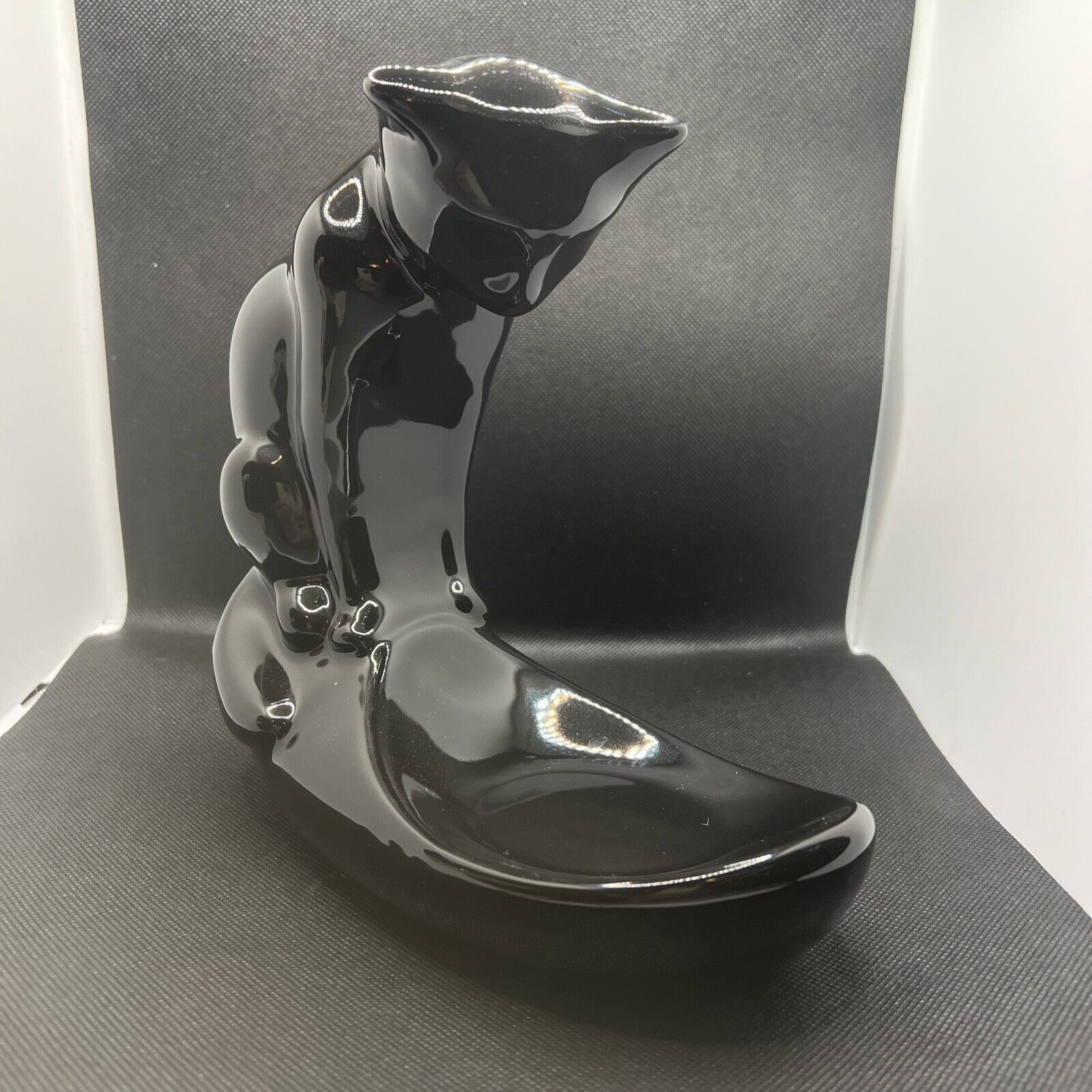 Vintage MCM Haeger Ceramic Black Cat  Sculpture 8” without Original Fish Bowl