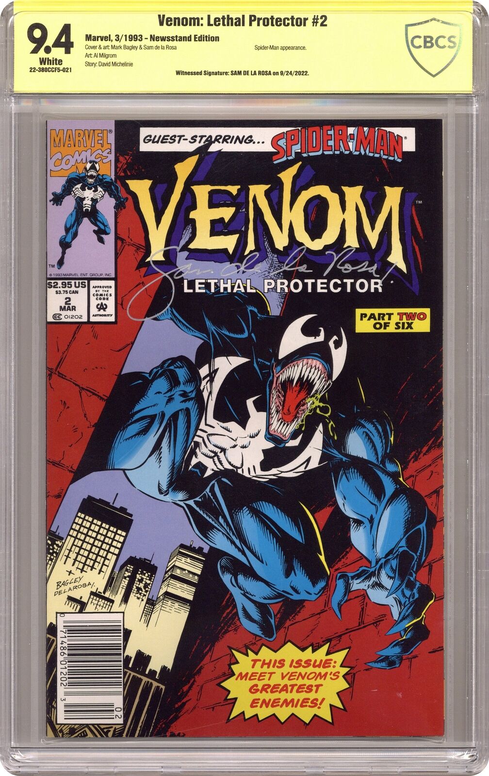Venom Lethal Protector #2N CGC 9.4 Newsstand 1993 80CCF5-021