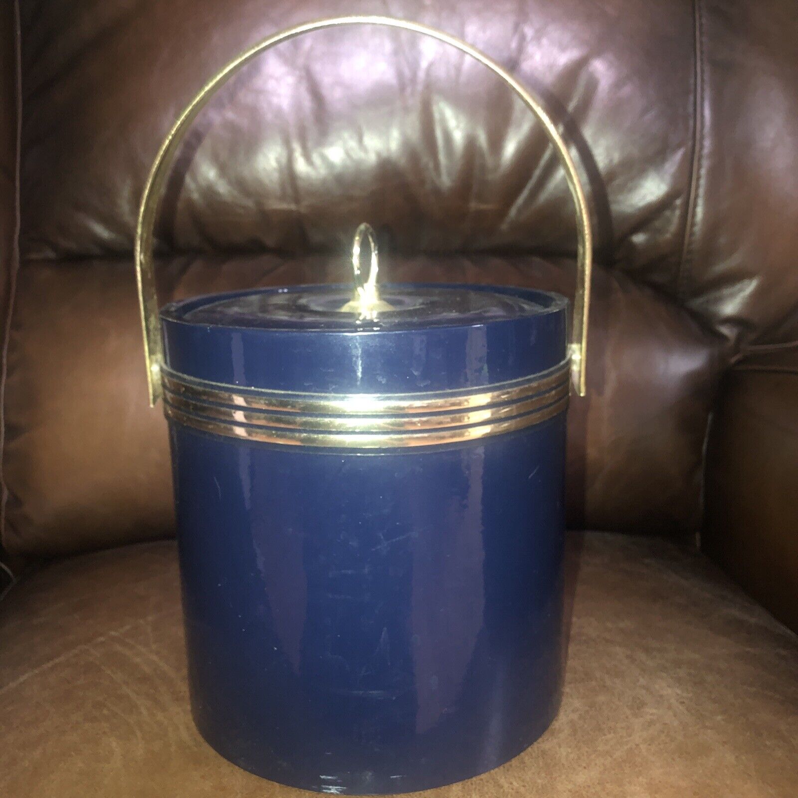 Vintage Blue And Gold Ice Bucket Navy Theme