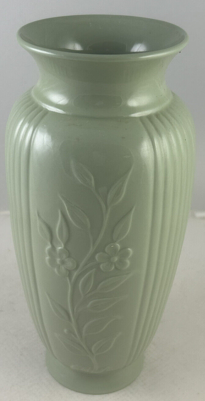 RARE Vintage Lenox Celadon Green Vase Floral Motif Old Blue Mark