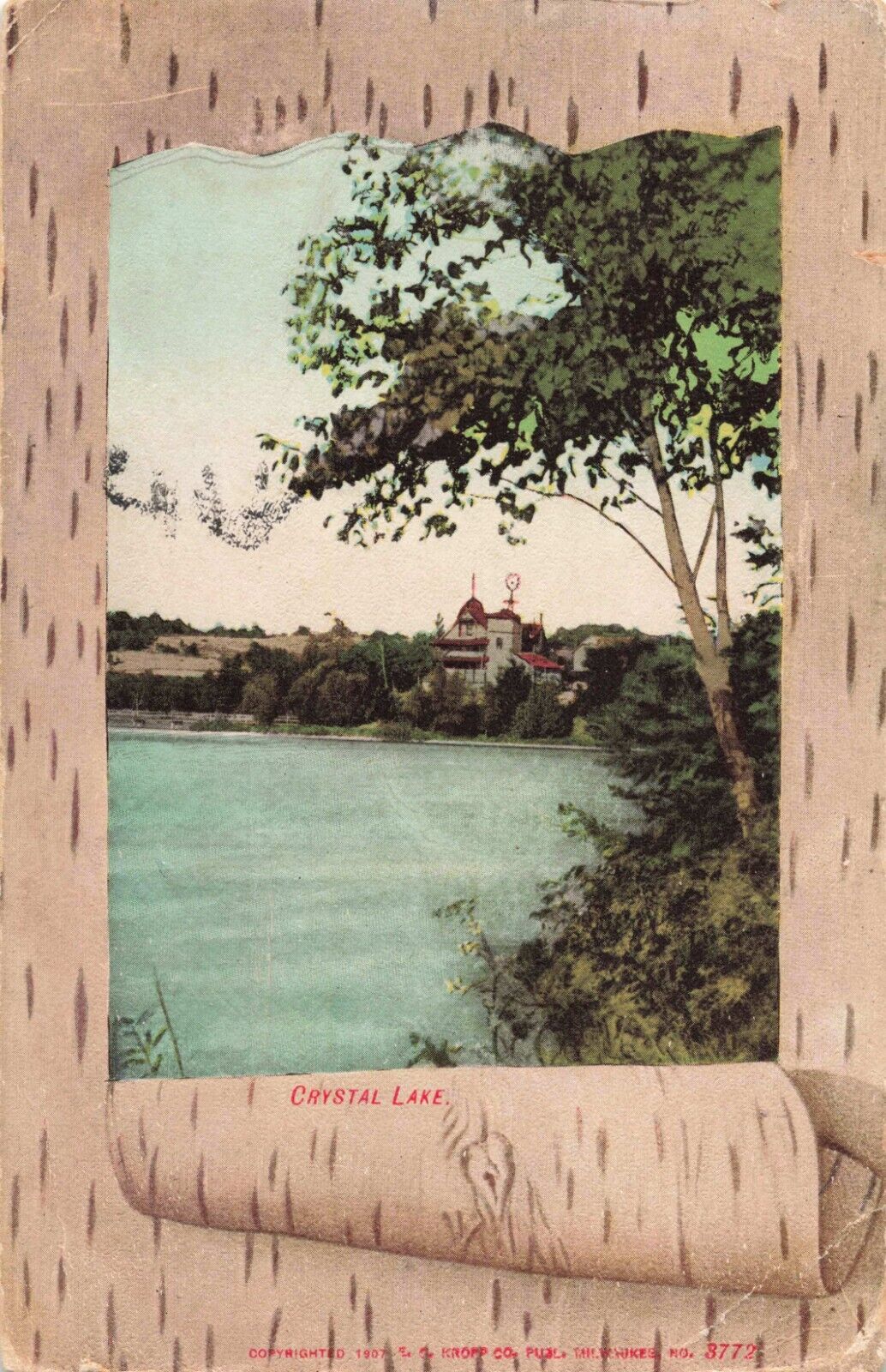 View of Crystal Lake Sayner Wisconsin WI Windmill 1908 Postcard