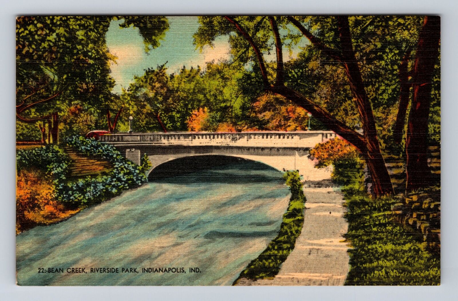 Indianapolis IN-Indiana, Bean Creek, Riverside Park, Antique, Vintage Postcard