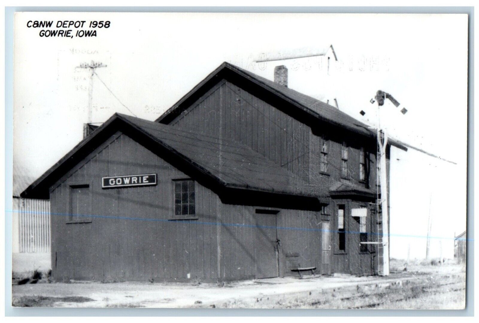 c1958 C&NW Depot Gowrie Iowa IA Railroad Train Depot Station RPPC Photo Postcard