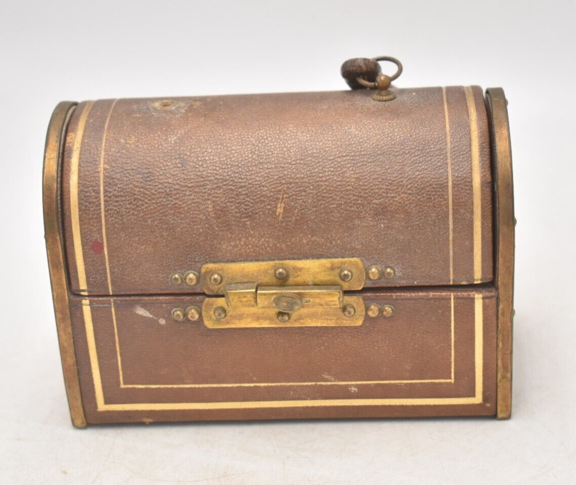 Vintage Leather Treasure Chest Trinket Box, Storage Box