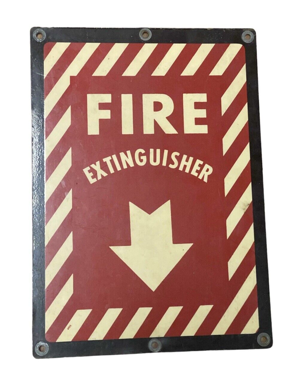 Rare Vintage Metal Fire Extinguisher Sign 14x10 Heavy Steal 60s 70s