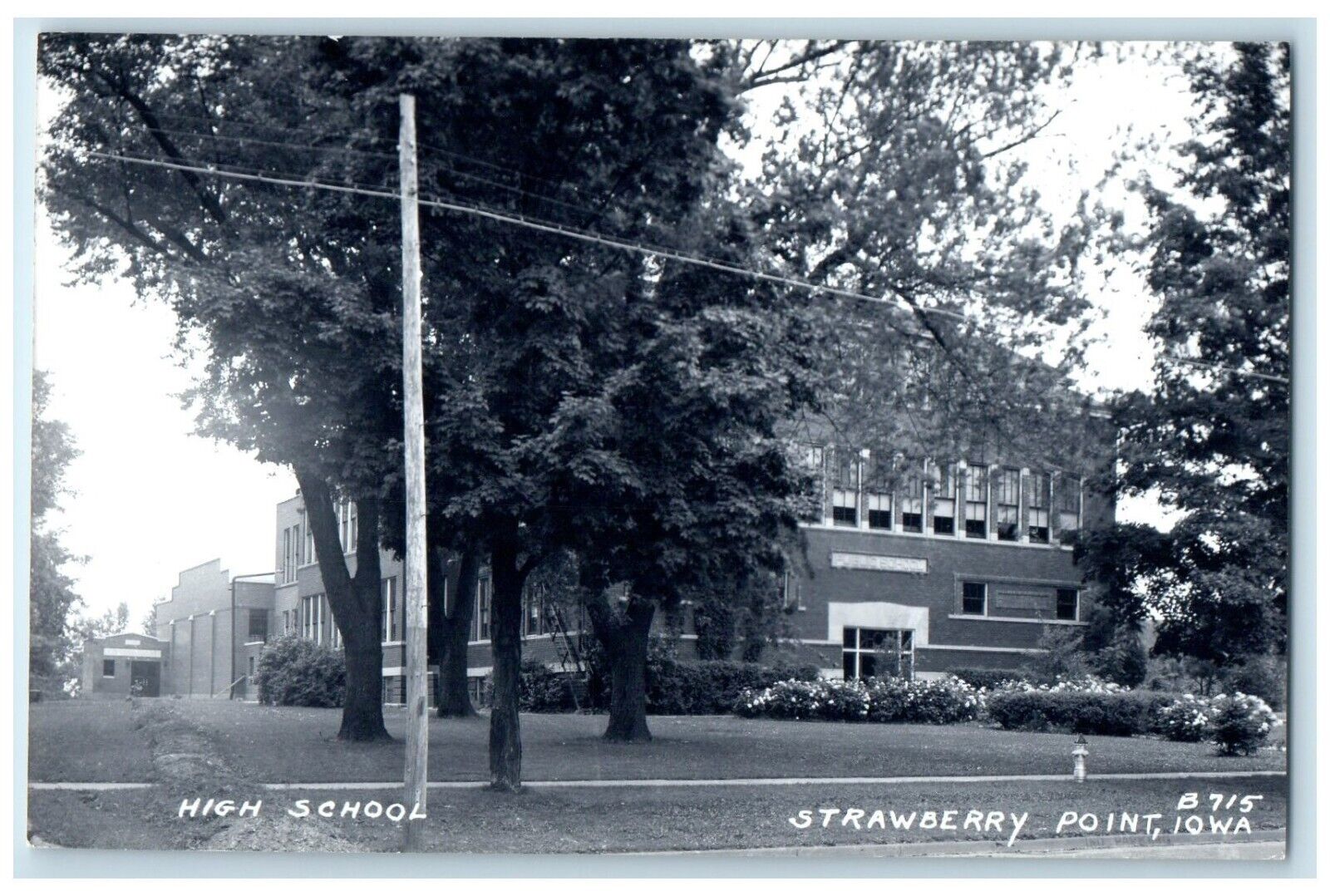 c1940s High School Building Strawberry Point Iowa IA RPPC Photo Vintage Postcard