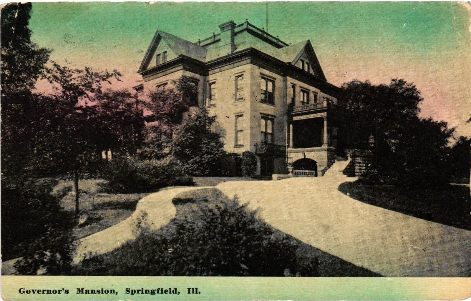 VTG Postcard- . Governor's Mansion, Springfield, III.. Unused 1910