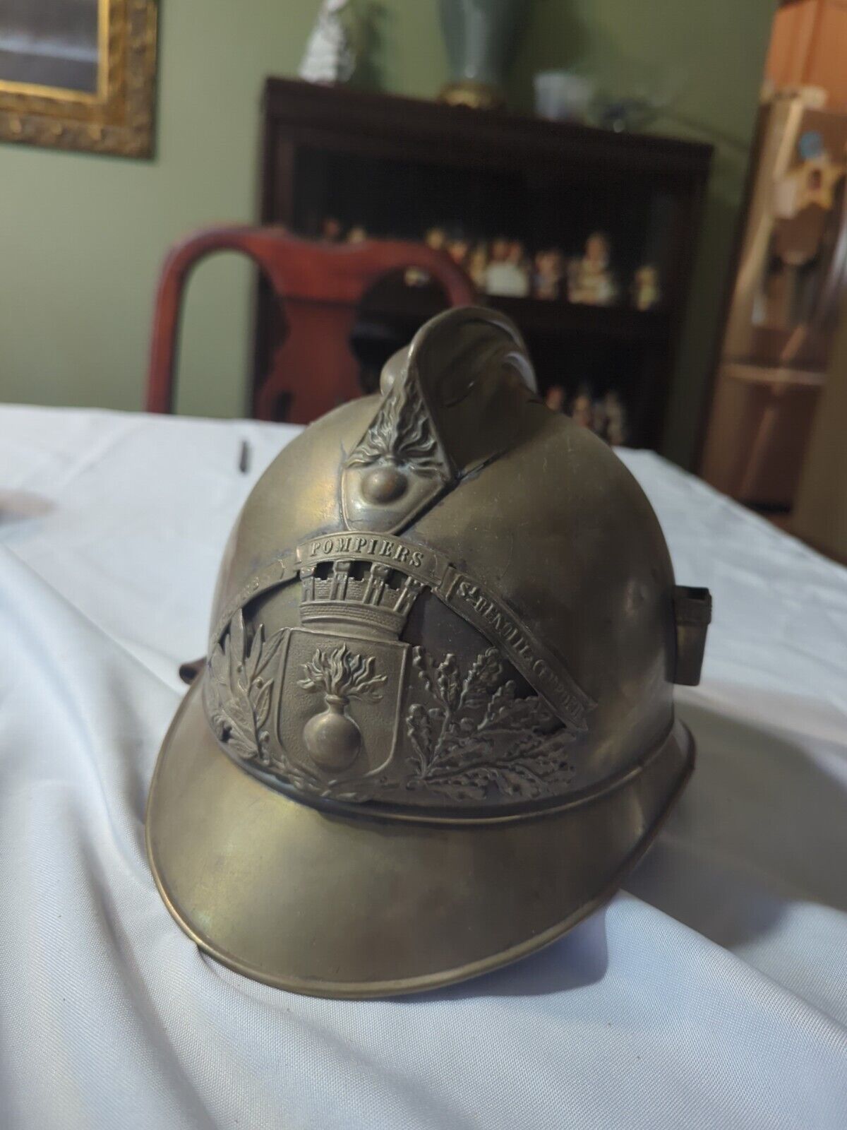 WW1 Period Adrian Style French Fire Brigade Brass Helmet 100% Original