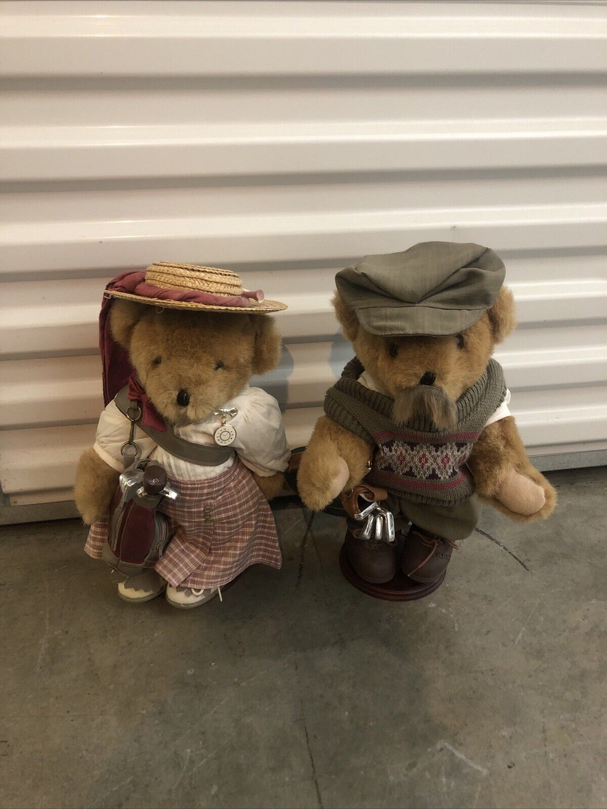 Vintage Mr. And Mrs. Teddy Golf Partners 14” Tall 