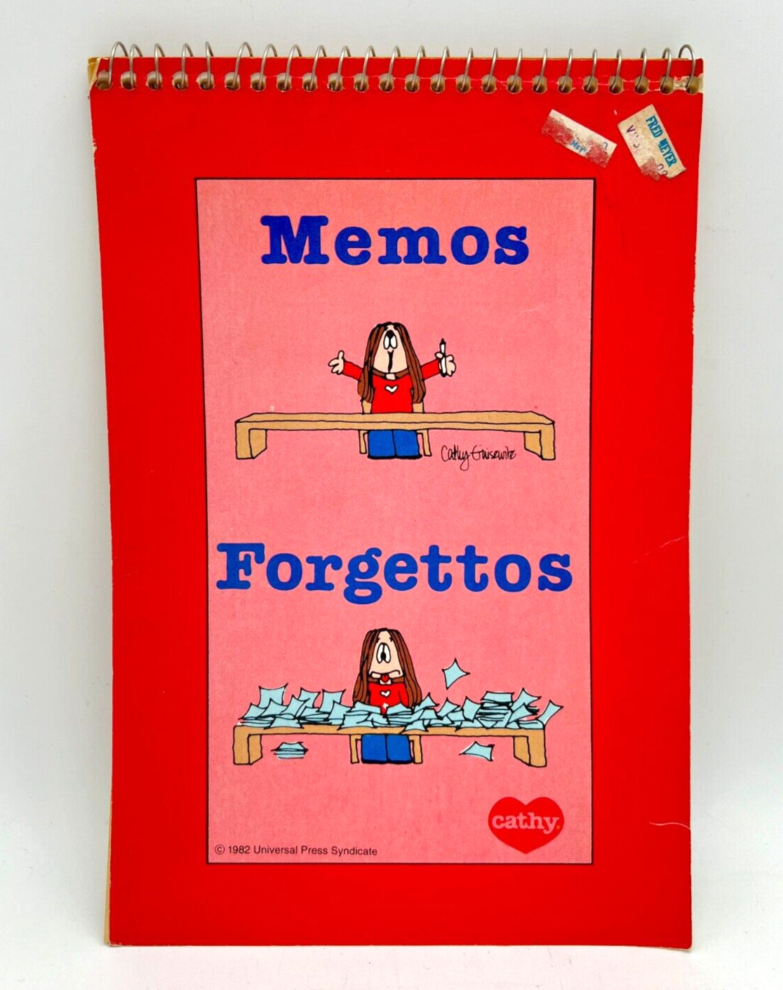 Vintage 1982 CATHY Comic Red Notebook - Memos & Forgettos - 51 pages