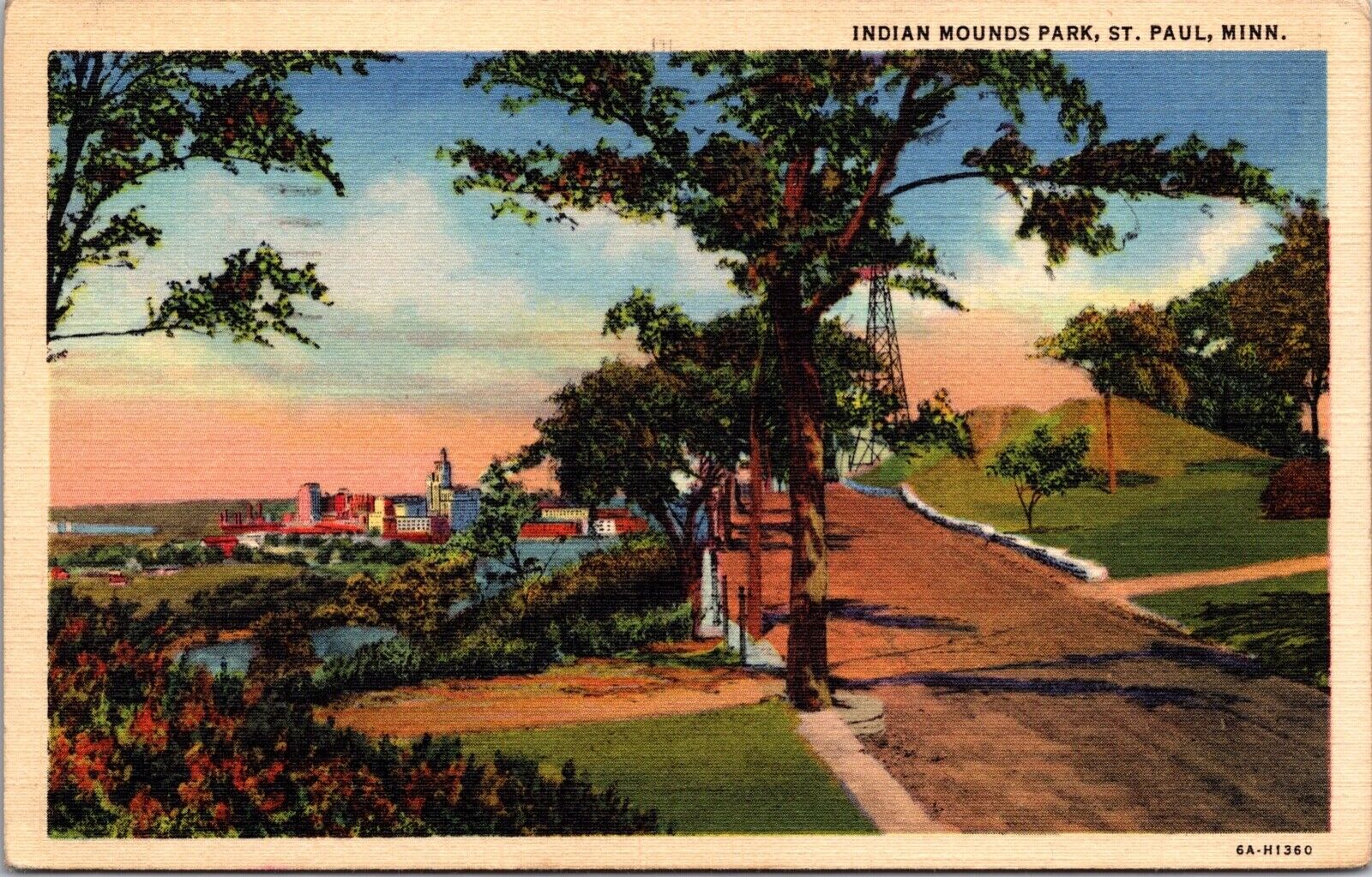 Indians Mound Park St. Paul Minn. 1947 Posted Linen Postcard 6G