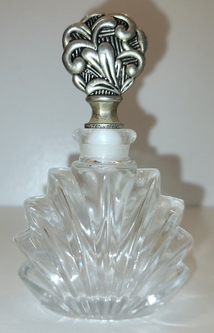 Godinger Crystal Perfume Bottle with Silverplated Stopper Vintage Vanity