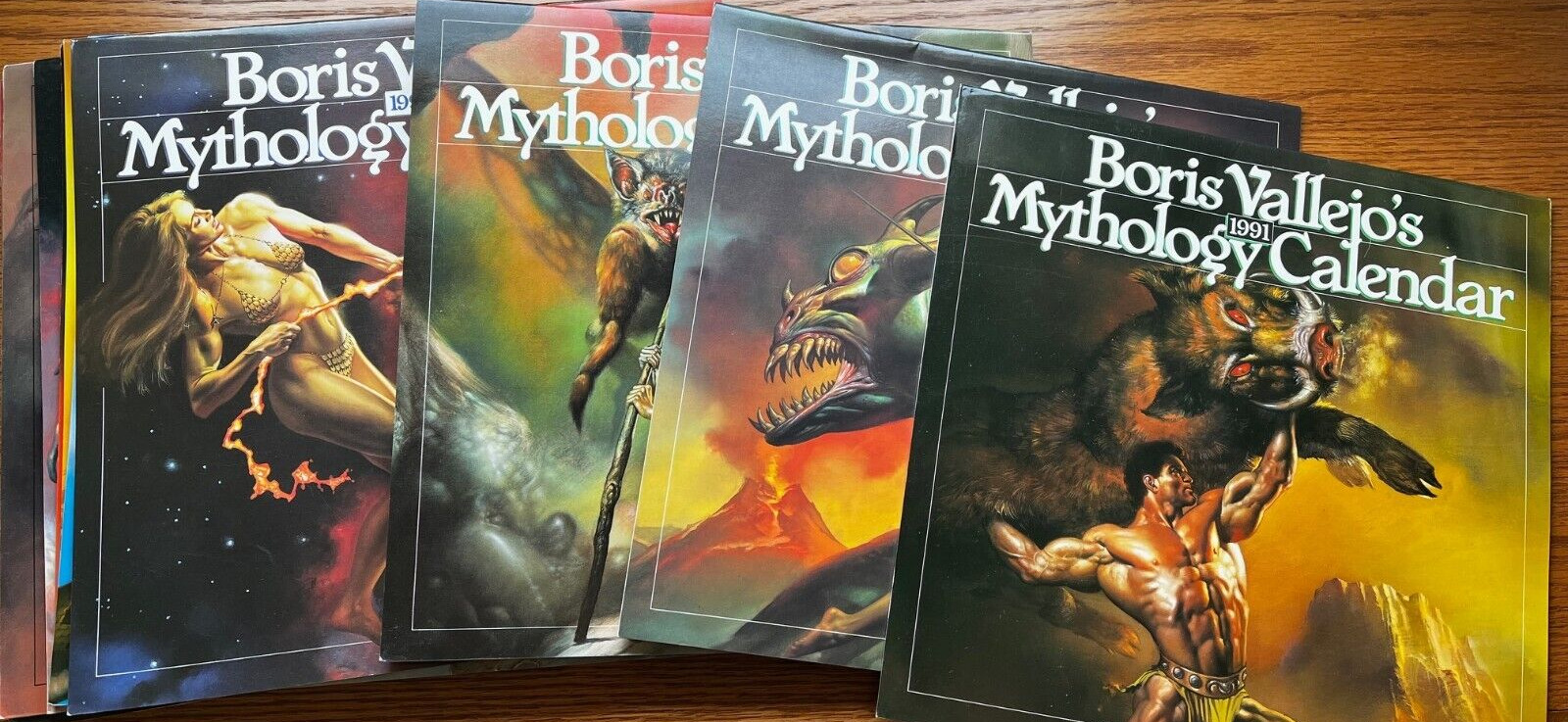 Lot of 10 Vintage BORIS VALLEJO Mythology Fantasy Calendars 1991-2000