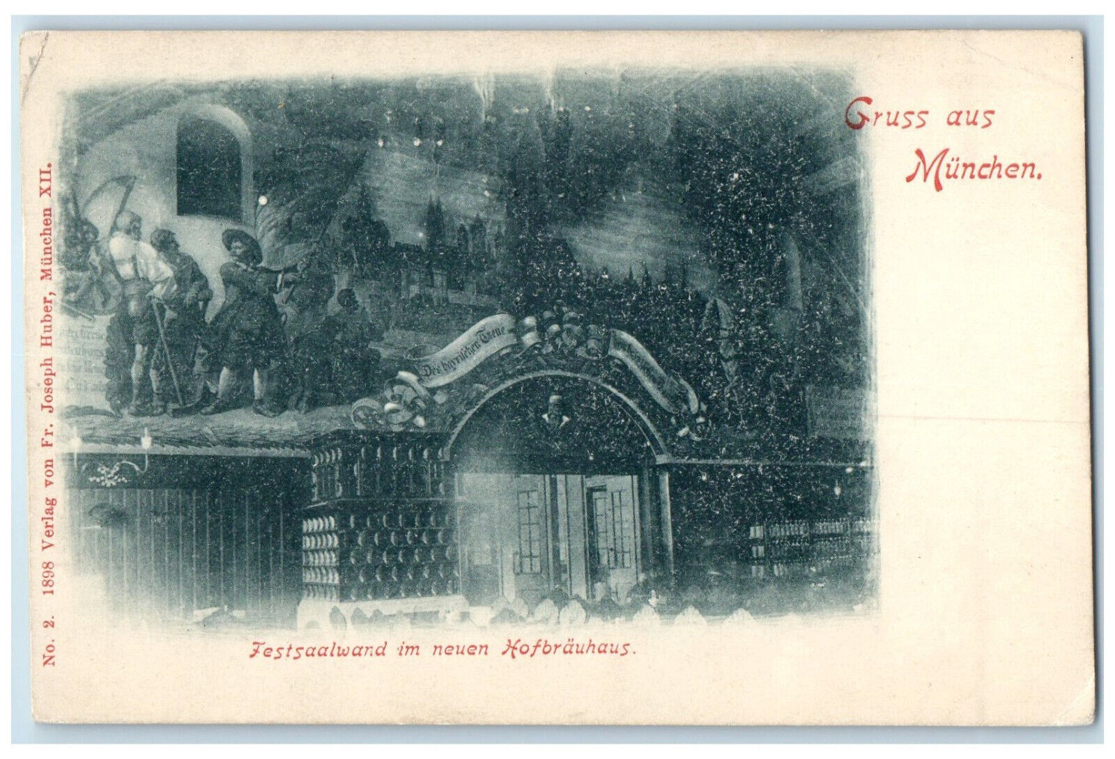 c1905 Festsaalwand in the New Court Brewery Greetings from Munich Postcard