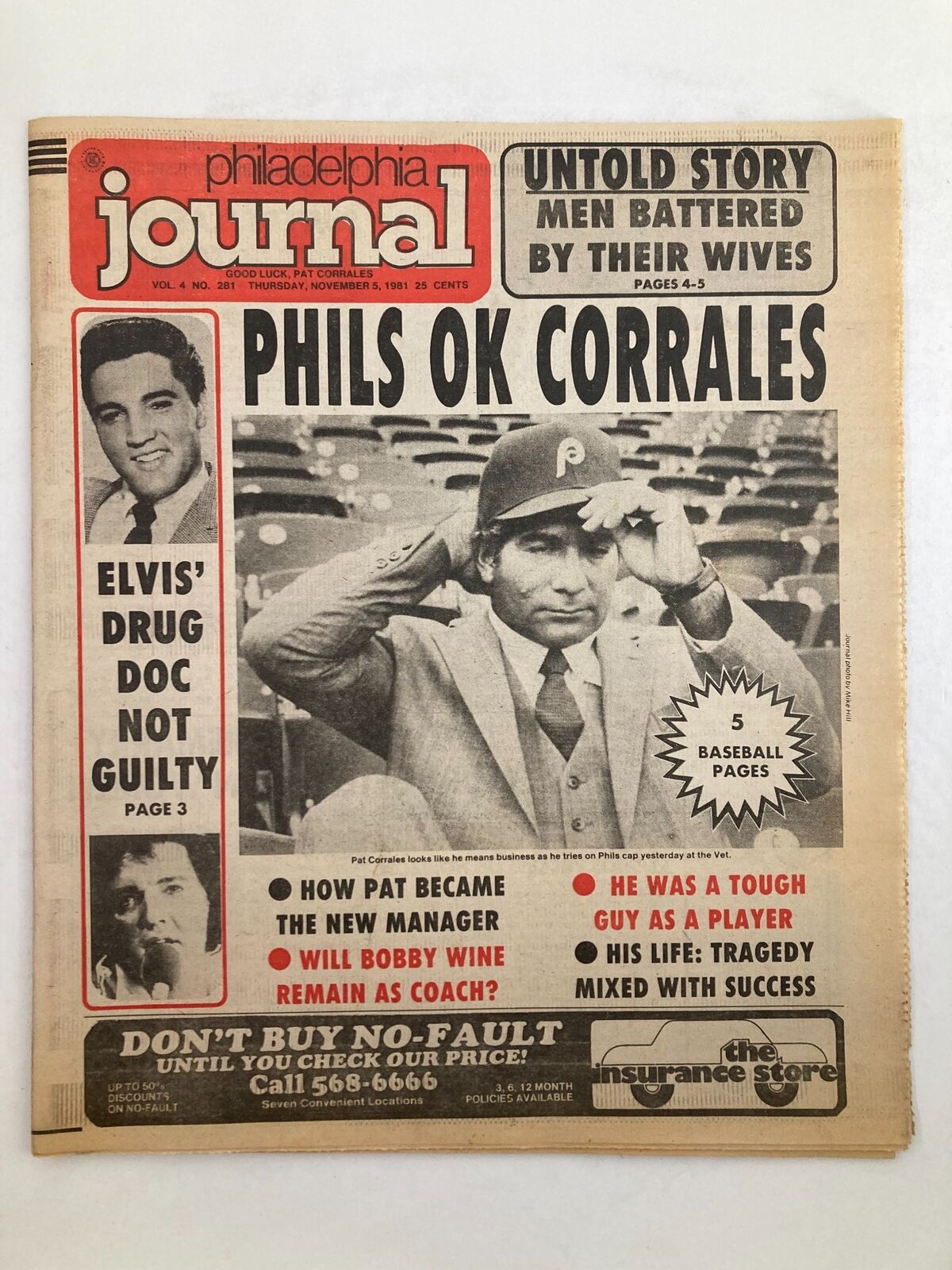 Philadelphia Journal Tabloid November 5 1981 Vol 4 281 MLB Phillies Pat Corrales