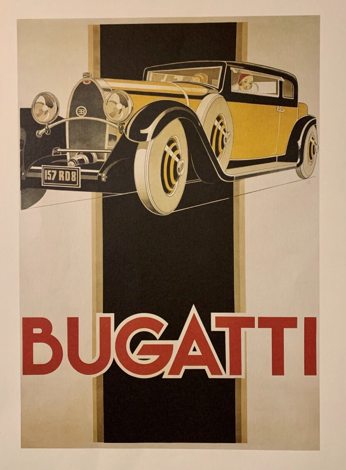 Bugatti T46 print - by René Vincent - original Italian print - RARE FIND
