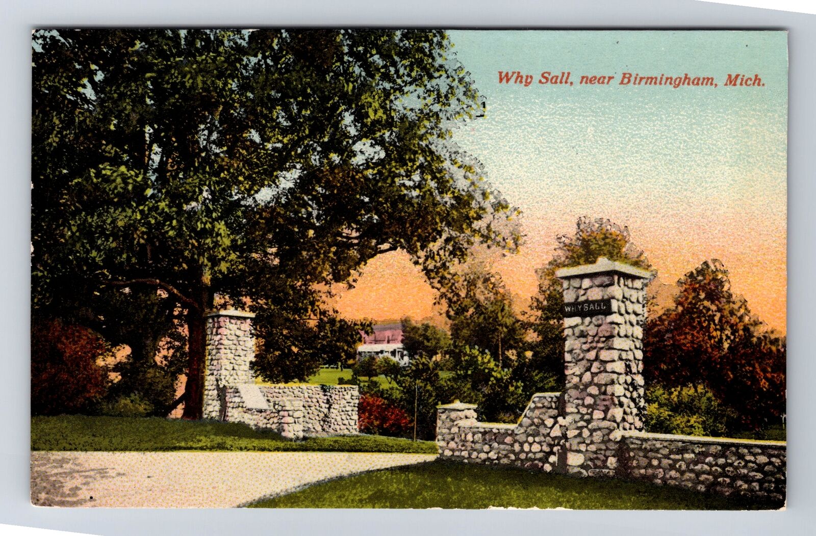 Birmingham MI-Michigan, Why Sall, Antique, Souvenir, Vintage Postcard