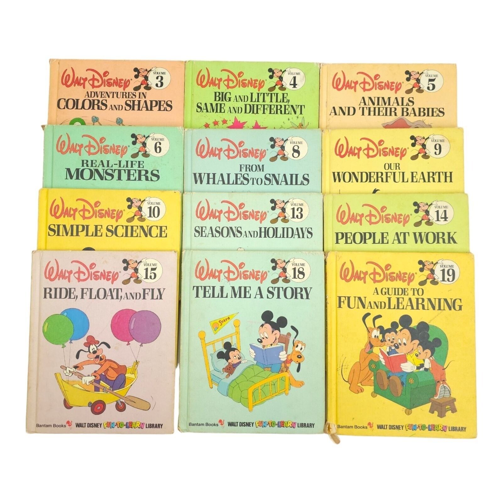 Walt Disney Fun To Learn Library Hardcover 12 Book Lot Bantam Vintage 1983