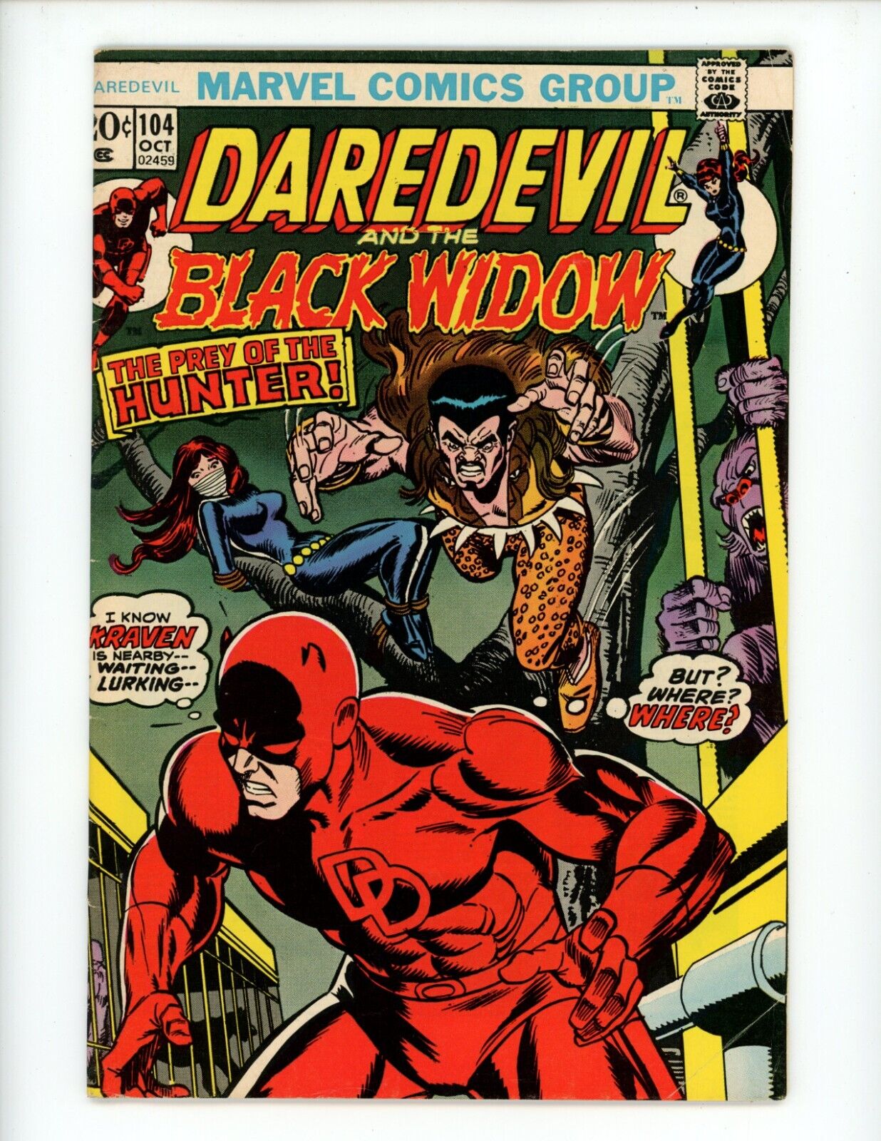 Daredevil #104 Comic Book 1973 FN Marvel Kraven Black Widow Comics