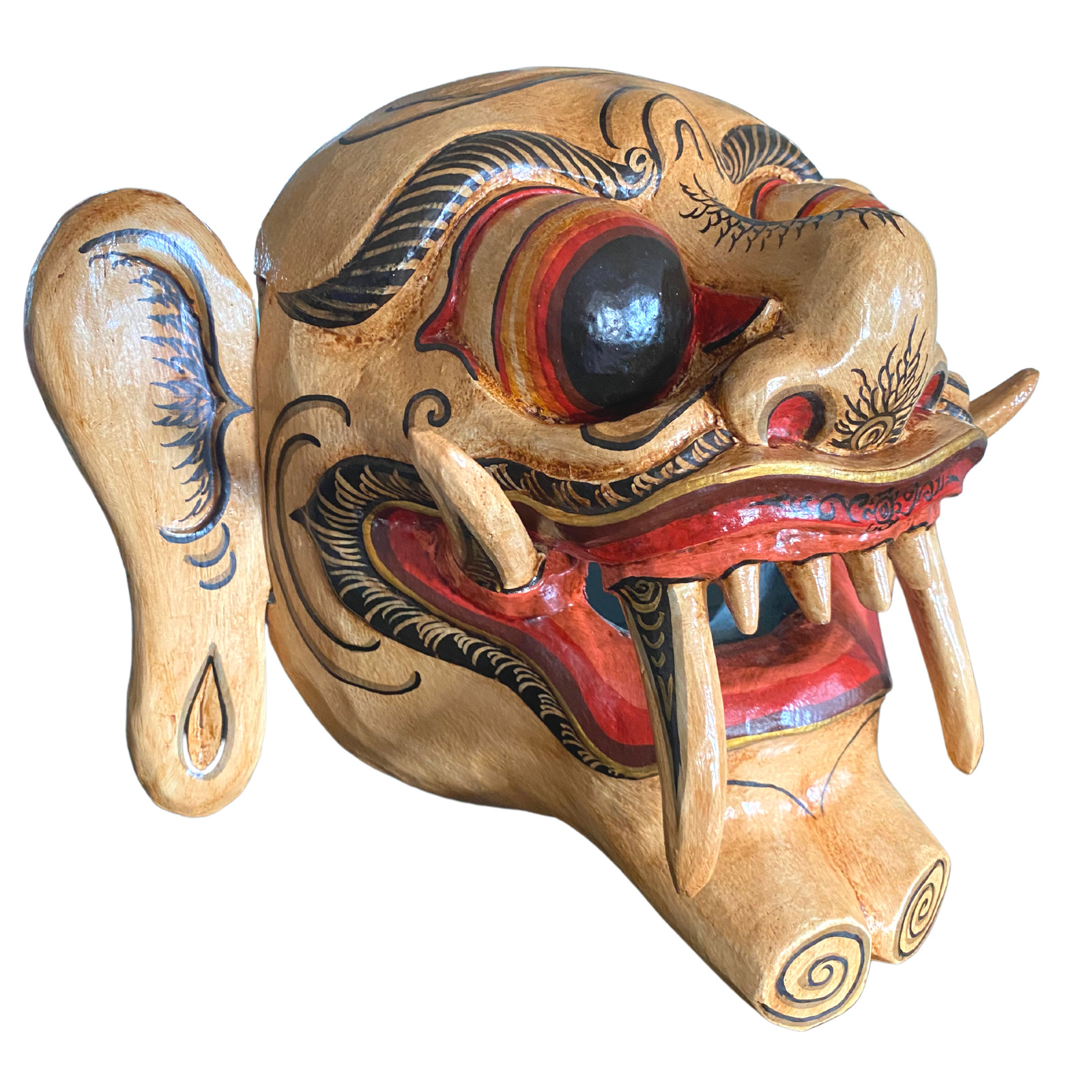 Balinese Fanged Raksasa Demon Mask Wayang Wong Bali Folk Art Hand carved wood