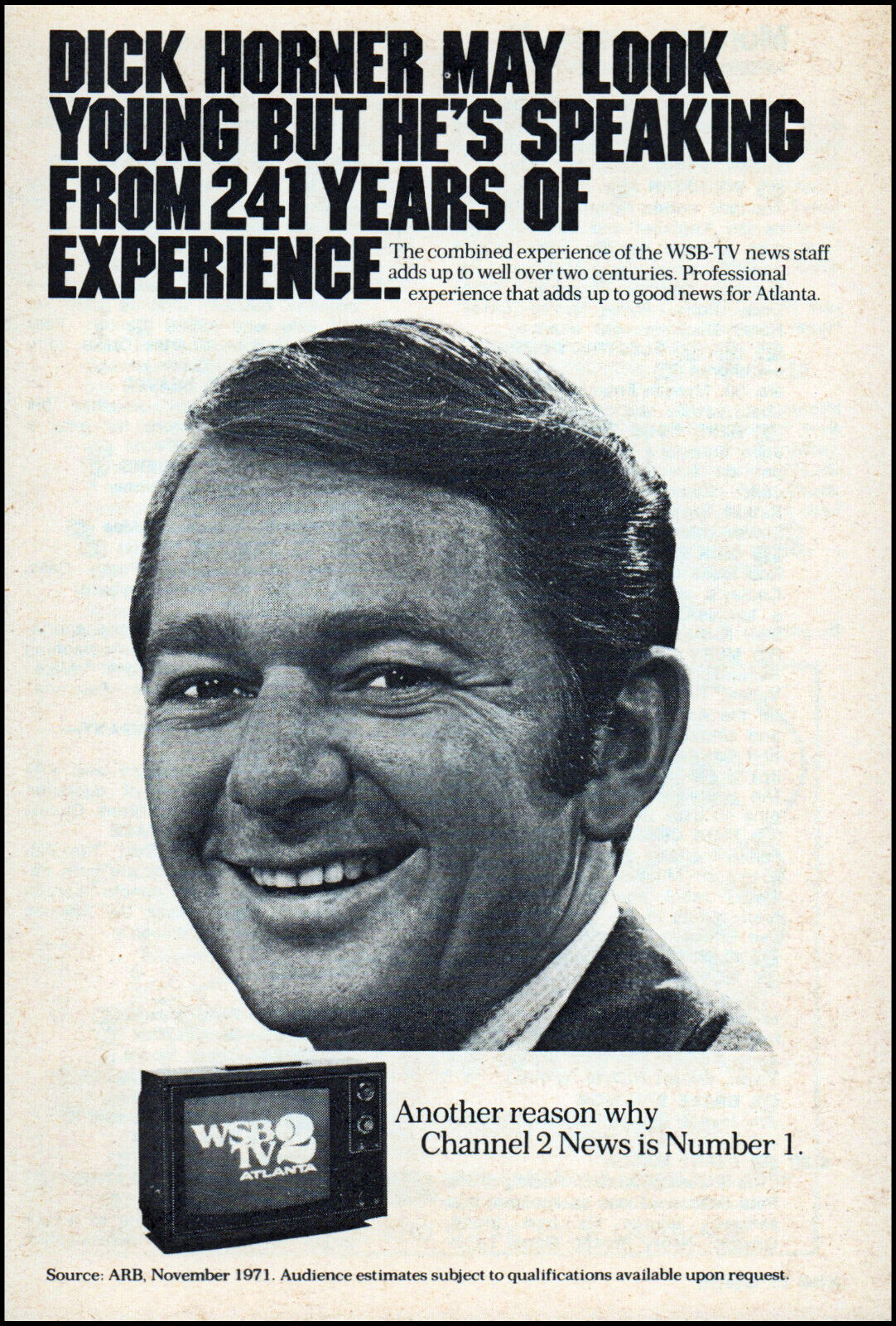 1972 Dick Horner newsman WSB-tv Atlanta News channel 2  TV18