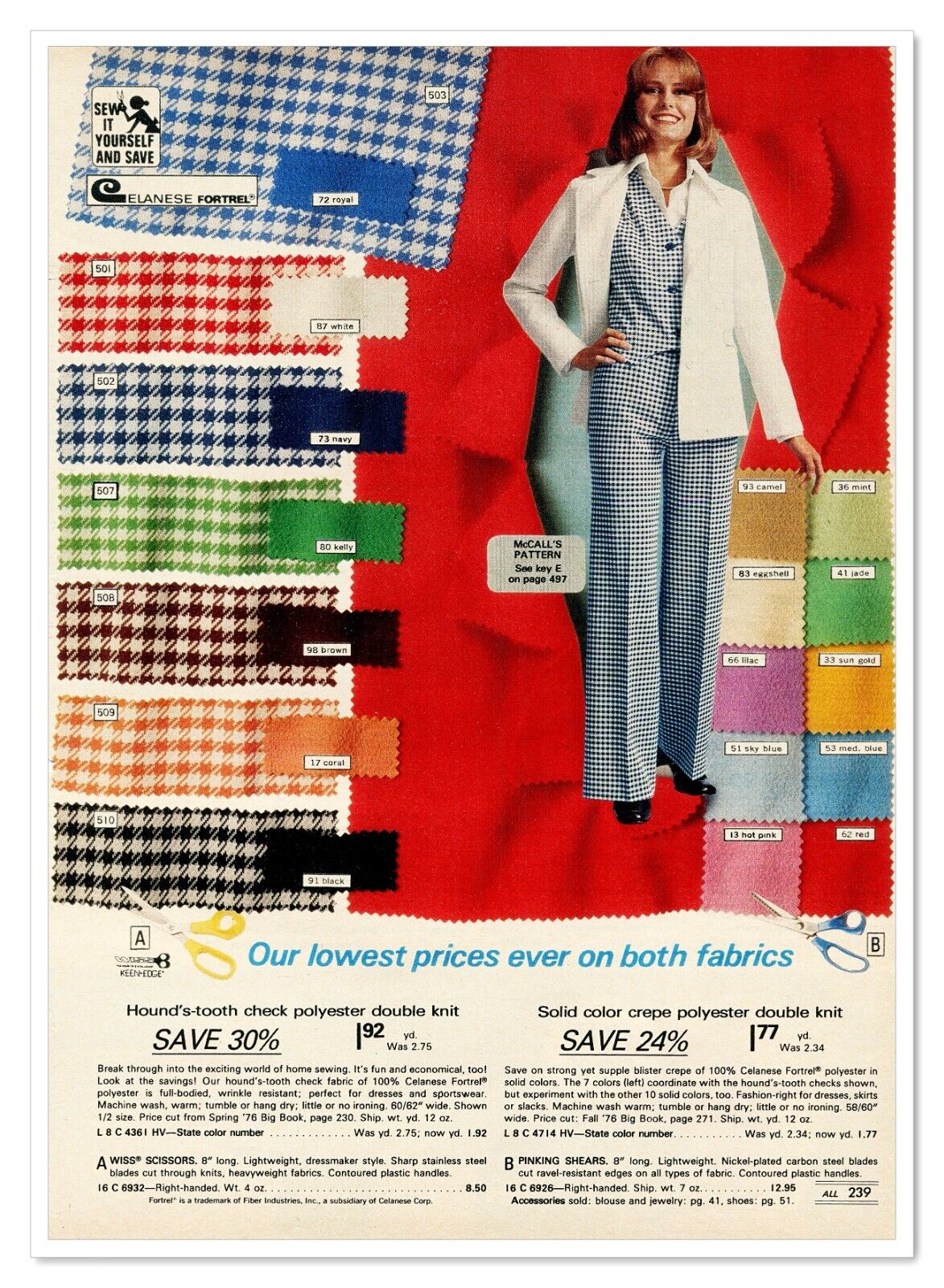 Montgomery Wards Houndstooth Fabrics 70s Designs Vintage 1977 Print Magazine Ad