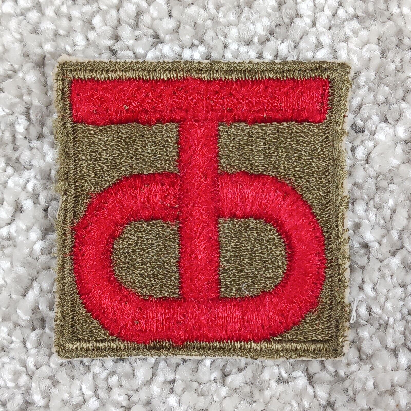 Vintage 90th Infantry Division Patch WWII Original OD Green Tough Ombre's Texas