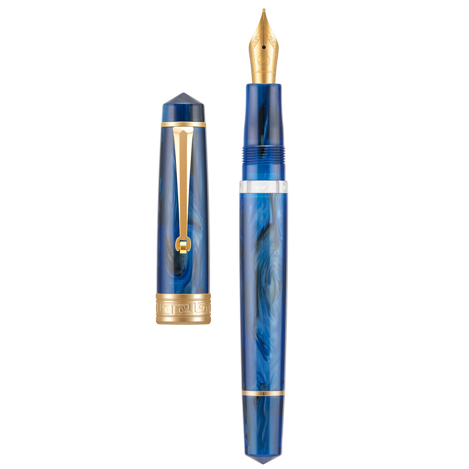 Asvine P20 Piston Fountain Pen EF/F/M Nib, Galaxy Resin Writing Office Gift Pen