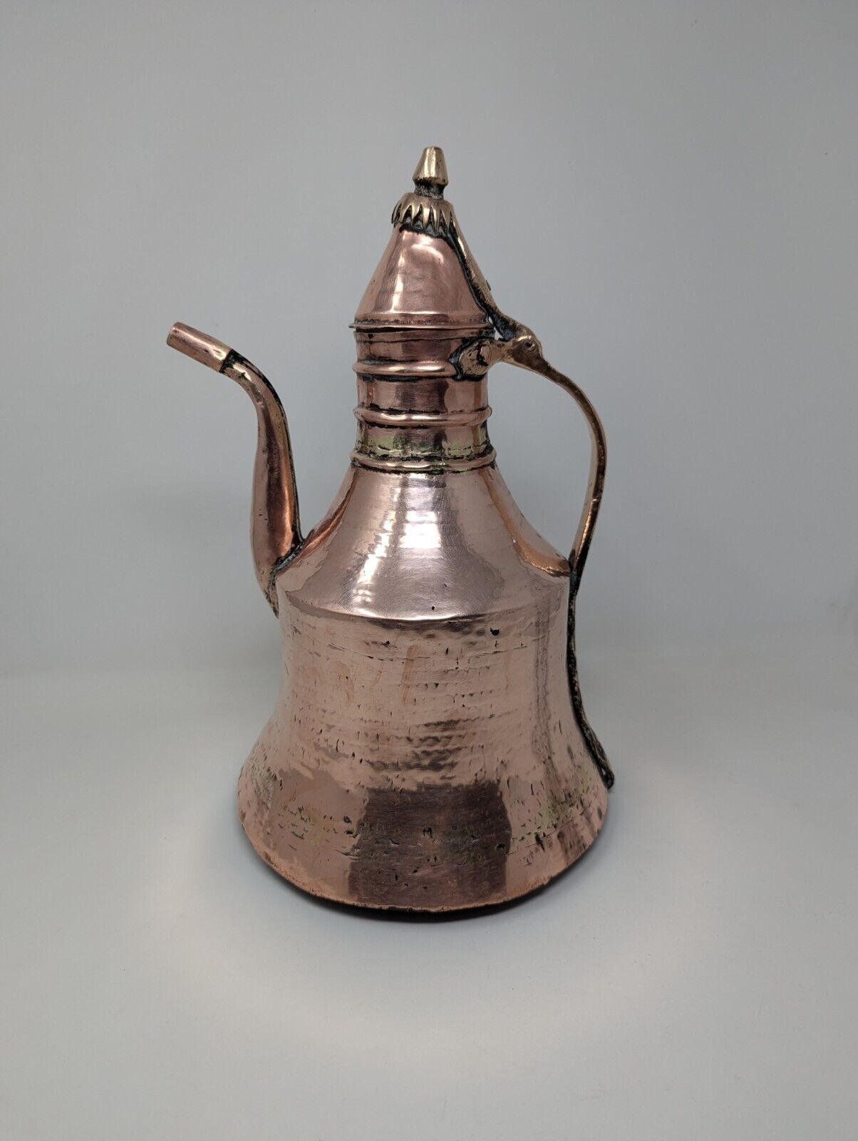 Antique Turkish Hammered Copper Tea Coffee Water Pitcher Pot Kettle Primitive 