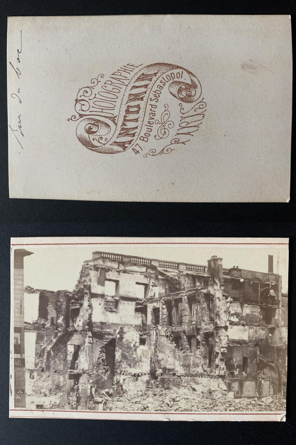 Antonin, Paris, building de la rue du Bac destroyed in 1871 vintage albumen print 