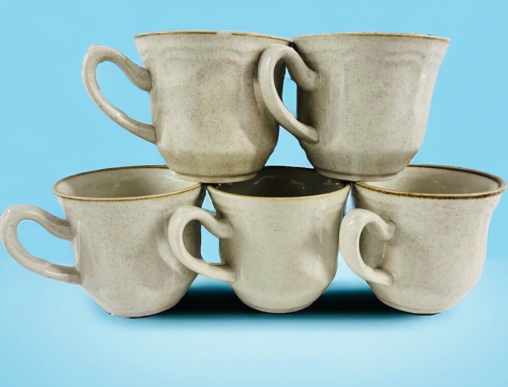 Baroque Hearthside Stoneware Set Of Five Coffee Mugs Japan 3”