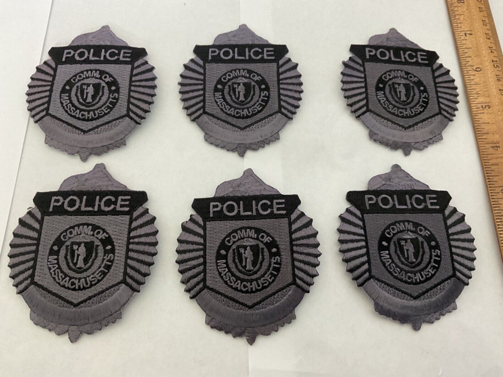 POLICE Comm.Of Massachusetts Badge Subdued collectable patches 6 pieces