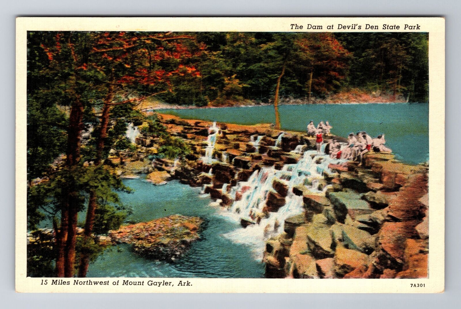 Devil\'s Den State Park AR-Arkansas, The Dam, Antique, Vintage Postcard