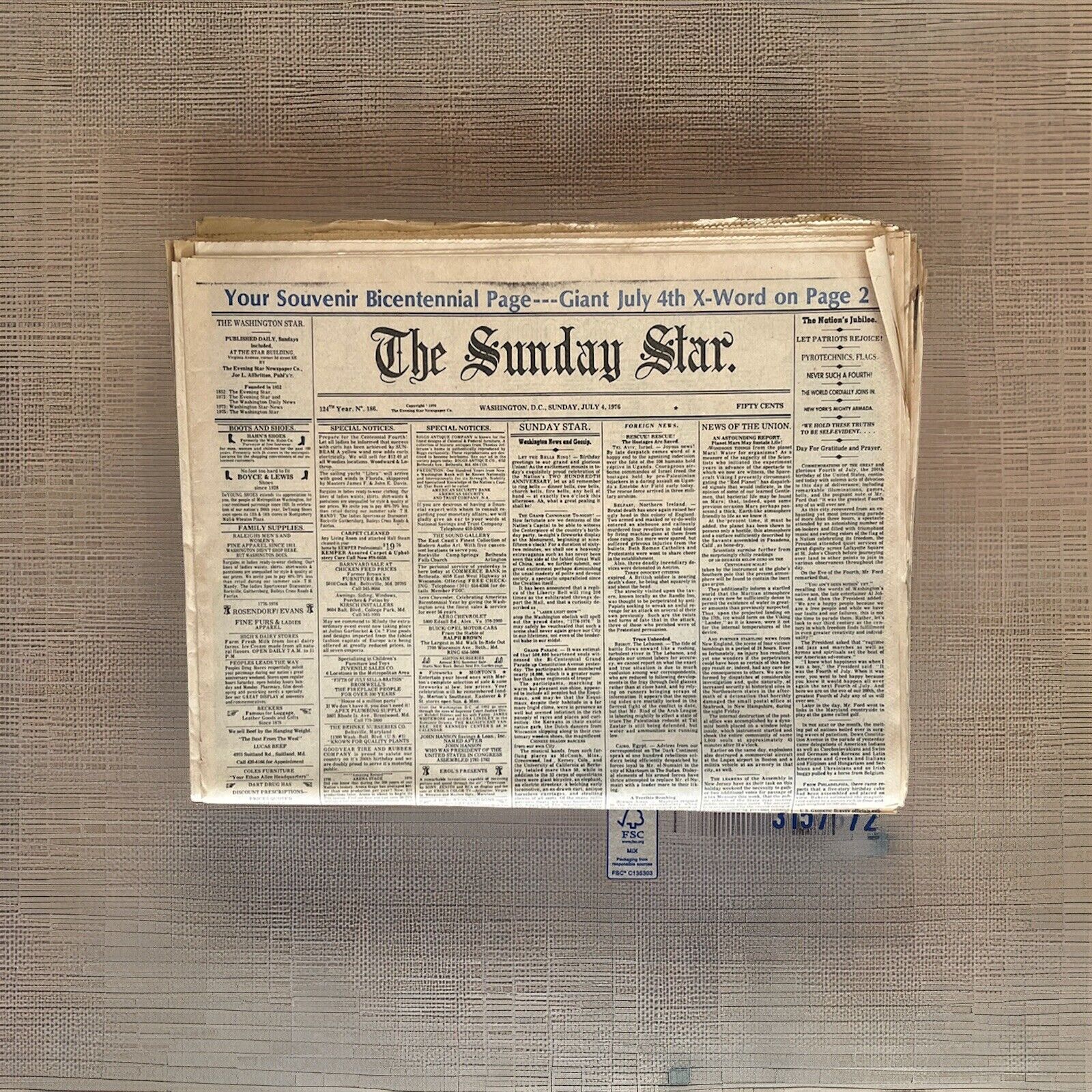 July 4 1976 THE WASHINGTON SUNDAY STAR Newspaper COMPLETE DC Bicentennial Funnie