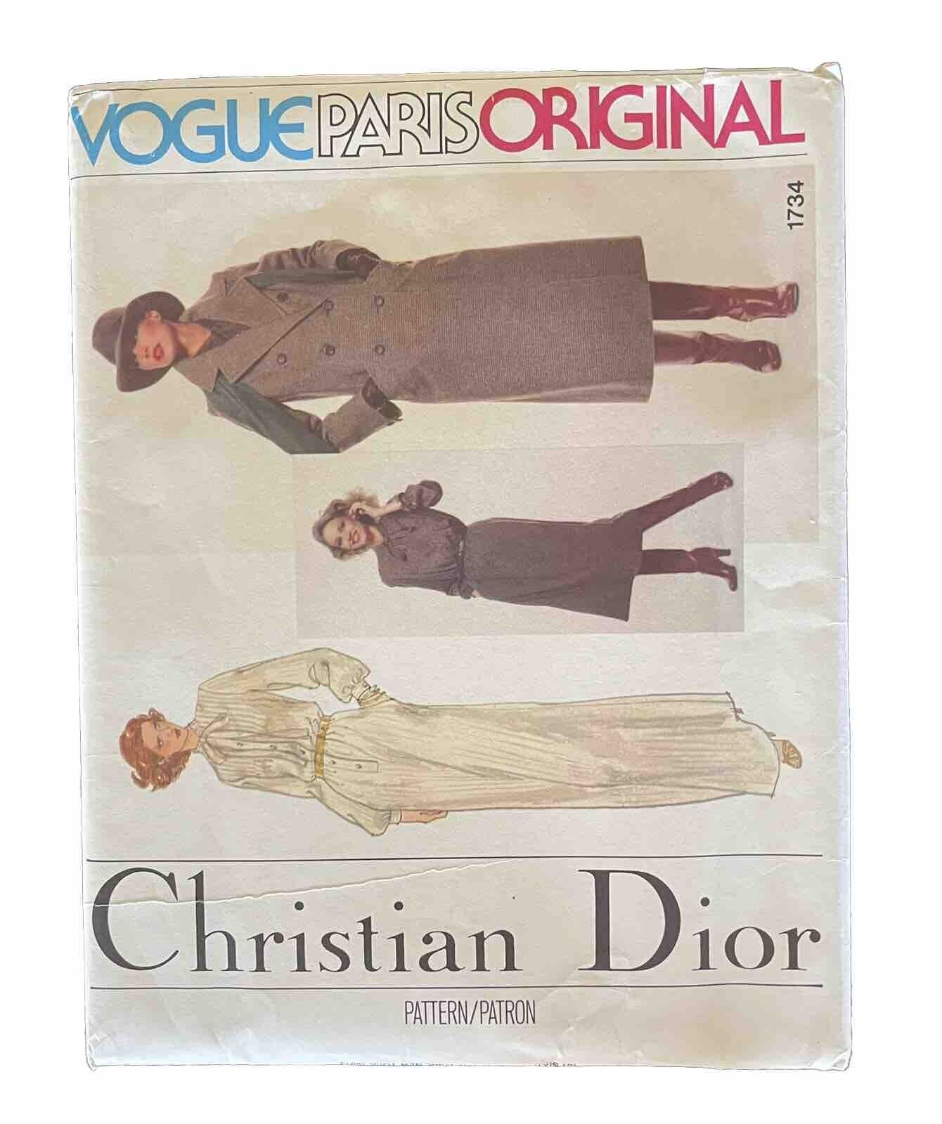 RARE Vintage ORIGINAL Vogue Paris Original Christian Dior Pattern 1734