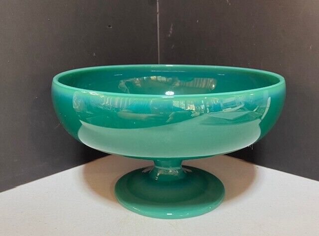 Vintage Cambridge Glass Green Pedestal Bowl