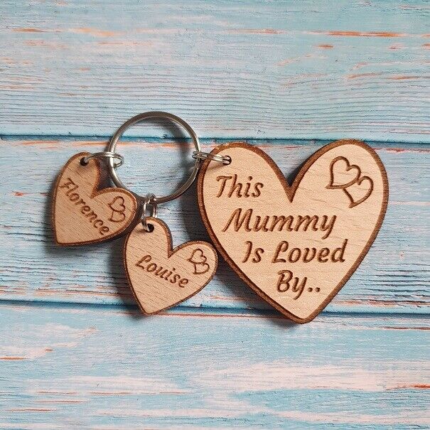 PERSONALISED GIFTS THIS MUMMY IS LOVED BY HEART KEYRING MOTHERS DAY GIFT NANNY