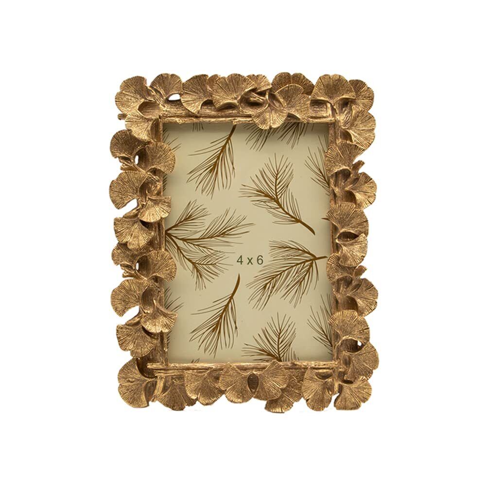 SYLVIA'S Vintage 4x6 Picture Frame, Antique Ornate Gold Ginkgo Leaf Photo Fra...