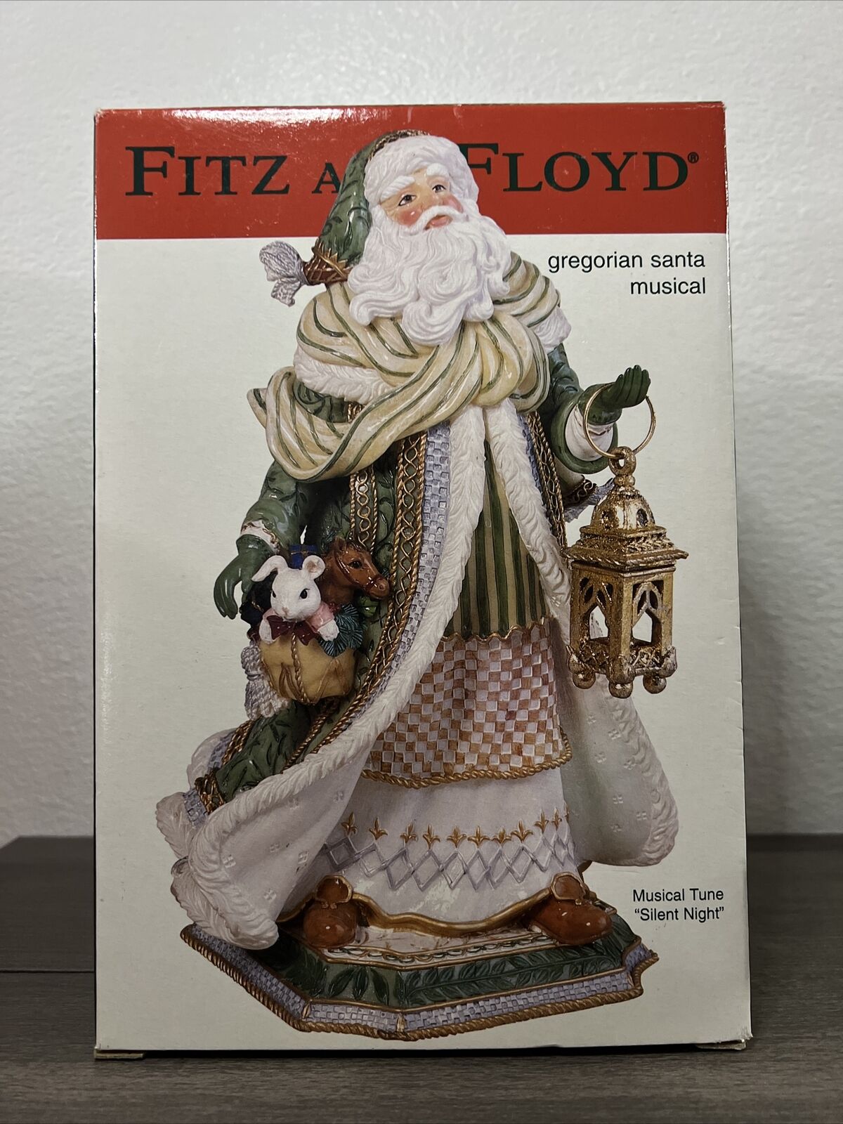 Fitz and Floyd Gregorian Santa Musical Figurine Statue 2002 in Working Condition