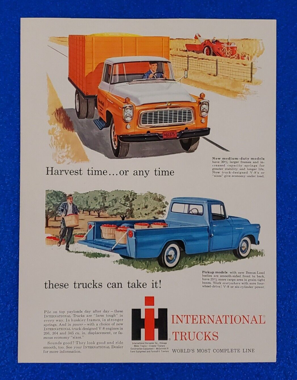 1959 INTERNATIONAL HARVESTER PICKUP & WORK TRUCK ORIGINAL COLOR PRINT AD LOT B52