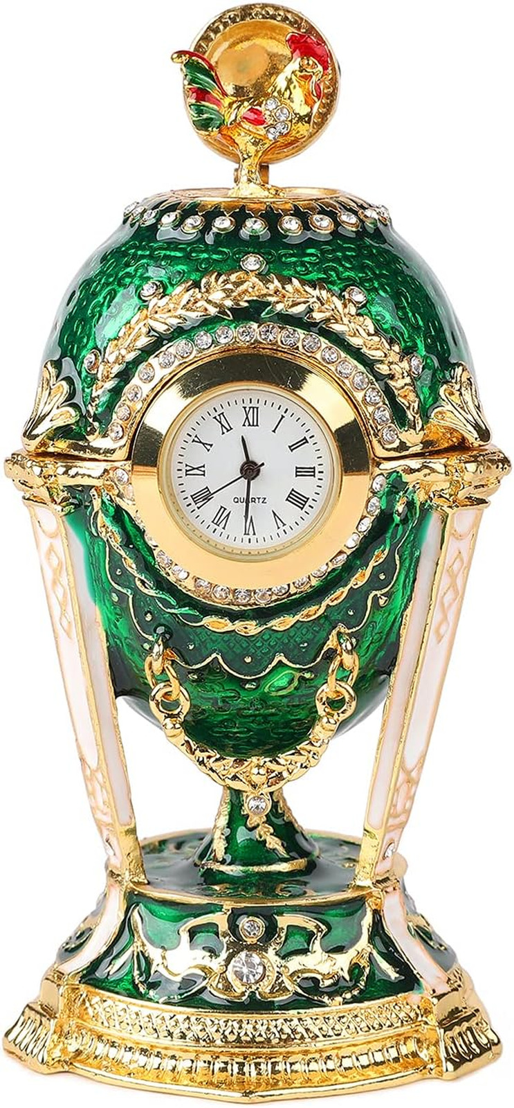 QIFU Greeb Faberge Egg Style Hand Painted Hinged Jewelry Trinket Box, Vintage Ta