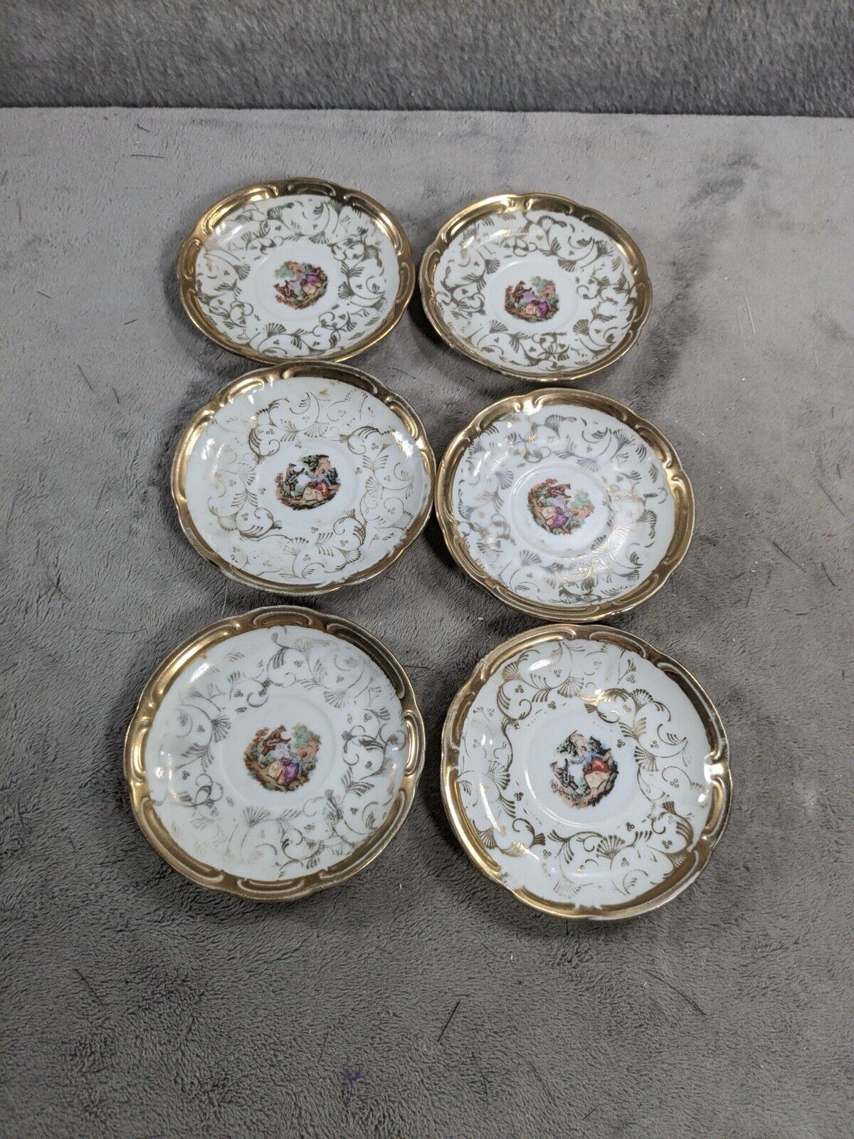 6 Vintage Bavaria Golden Fine China Porcelain Made In Germany 3.5” Small Plates