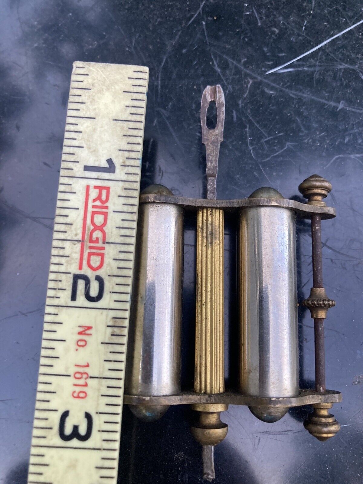 Antique American Crystal Faux Mercury Regulator Clock Pendulum Part Ansonia 3”+