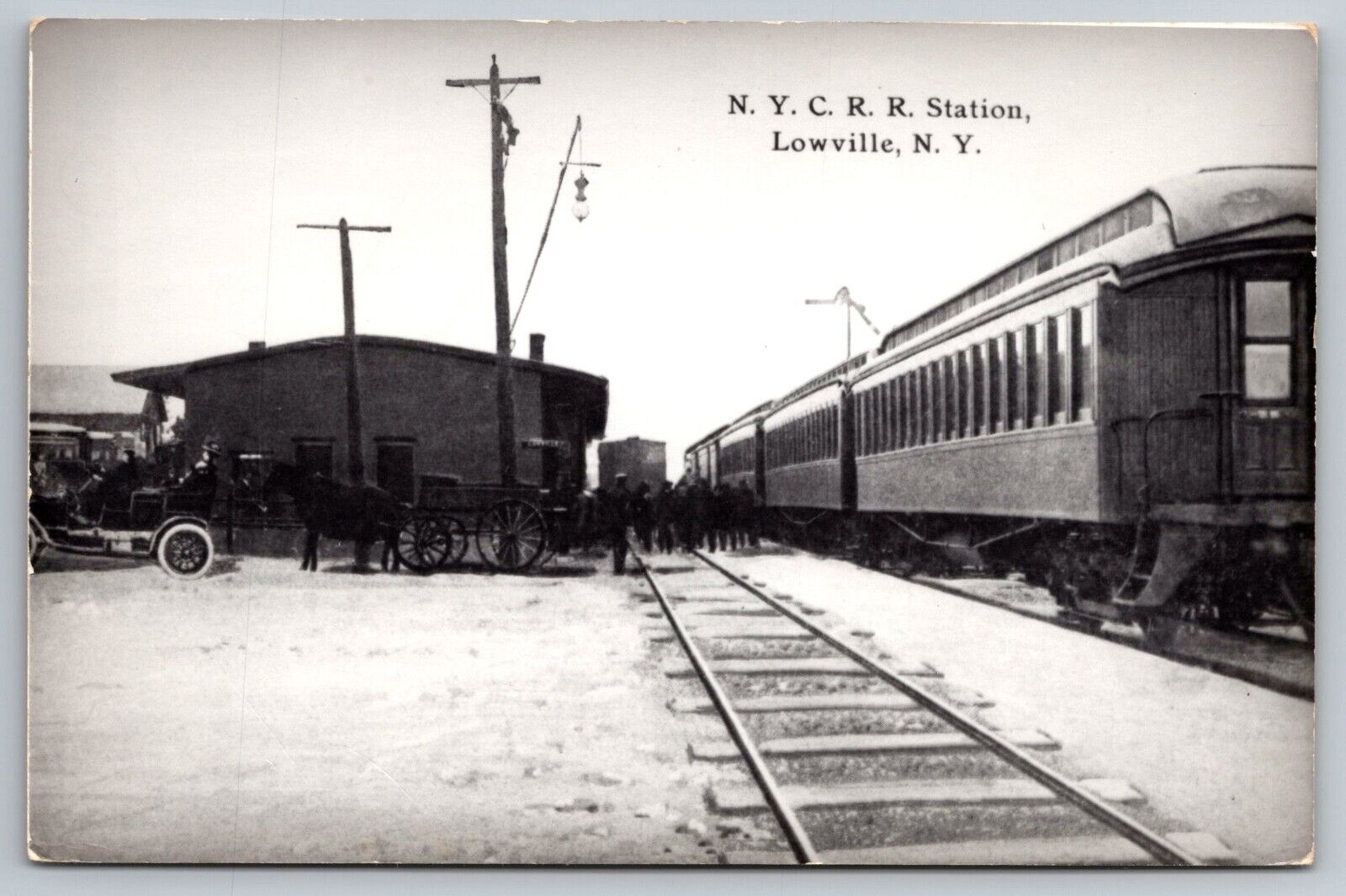 Lowville New York Train Station. NYCRR Station.  Real Photo Postcard. RPPC