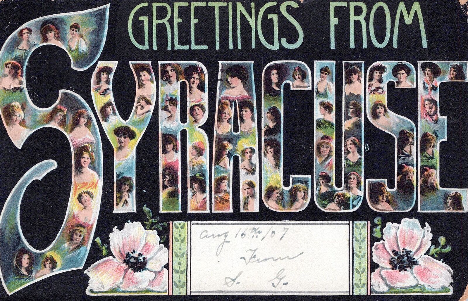 SYRACUSE NY - Greetings From Syracuse Many Faces Postcard - udb - 1907