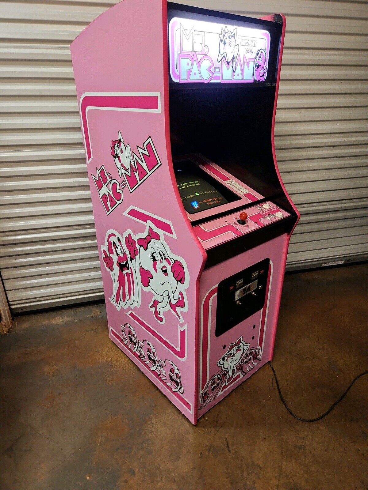 Fits Ms Pac Man Arcade 6 Pc Set Side Art Cpo Marquee In Custom PINK